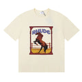 Rhude Wild Steed Horse Frame Vintage Print Cream Oversized T‑Shirt